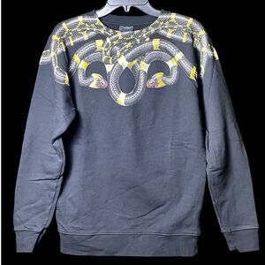 Marcelo Burlon Black & Gold Snake Print Long Sleeve Crewneck Sweatshirt NWOT COA